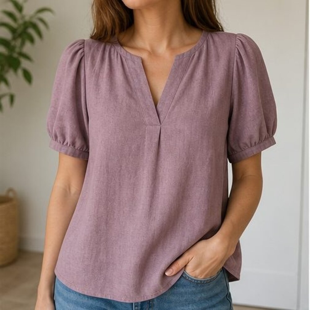 Mauve Ruffle Blouse - Picture 2 of 6